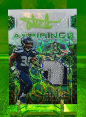 #25/25 2016 AUTO Patch RC Alex Collins NEON GREEN INK Spectra Aspiring SEAHAWKS - Image 1 of 2