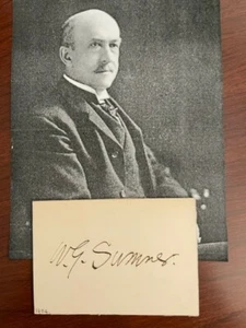WILLIAM GRAHAM SUMNER SIGNED CARD, SOCIOLOGIST, POLITICAL ECONOMIST, FREE TRADE - Picture 1 of 1