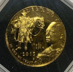 2015-S US Gold Gilded U.S. Marshals Service 225th Anniversary Half Dollar Coin - Picture 1 of 5