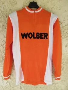 Maillot cycliste WOLBER vintage NORET orange années 70 shirt trikot jersey M - Picture 1 of 3