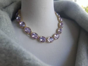 Chunky Riviere Necklace Lavender Purple Collet Anna Wintour Gold Crystal Jewelry - Picture 1 of 5