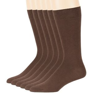 Men's Cotton 6 Pack Dress Socks L/XL Black Brown Khaki Navy Grey Beige Burgundy
