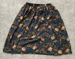 Vintage Koret Midi Granny Skirt 18W Floral Pleated Pull On Cottage Core USA Made - Bild 1 von 6