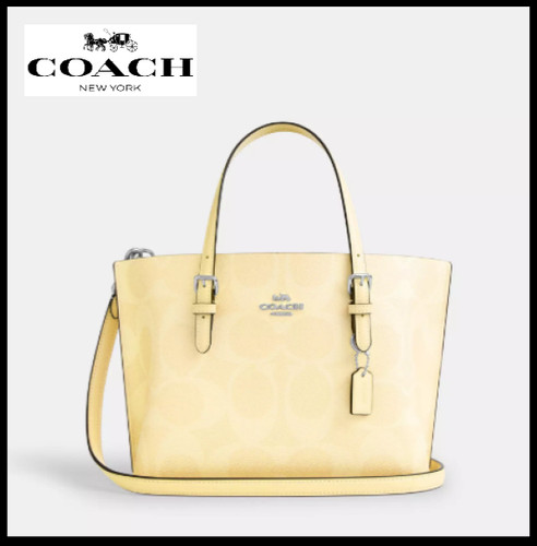 Borsa Coach Cal50 Molly Tote Bag 25 Firma Tela Giallo Chiaro Tracolla Outlet Nuova