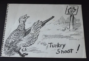 Inicializado Frank Burt Suave Divertido Pavo Disparar Lápiz Carbón Boceto 12x18 Pulgadas - Imagen 1 de 6