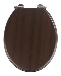 WENKO WC SITZ WENGE Toiletten Deckel mit Absenkautomatik Klo Brille MDF Holz Bad - Bild 1 von 7