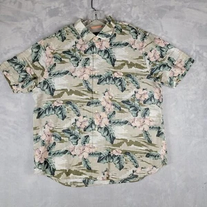 Tommy Bahama Shirt Mens XL Tropical Camouflage Green White Floral Linen Blend - Picture 1 of 13