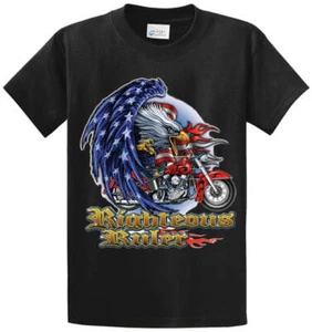 RIGHTEOUS RULER BIKER T-Shirt Baumwolle bedruckt normale und große und große Größen - Bild 1 von 6
