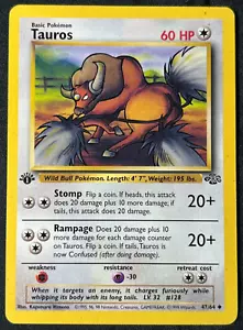 Pokémon TCG 1999 Tauros Jungle 47/64 1. Auflage WotC mäßig abgespielt MP - Bild 1 von 21