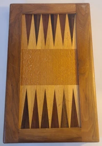 David Levy Vintage Wooden Backgammon Set  with Handmade Wood Inlays Wood disks - Picture 1 of 15
