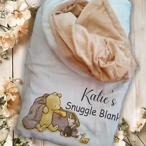 Personalisierte Pooh Bär Kuscheldecke, Kissen, hochwertiges Geschenk, Paar Geschenkidee - Bild 1 von 2