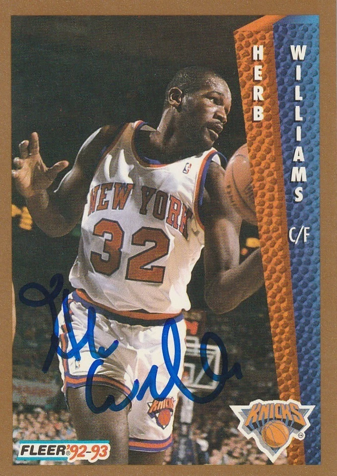 HERB WILLIAMS NEW YORK KNICKS  SIGNED 1992 FLEER CARD #398 - Image 1 of 1