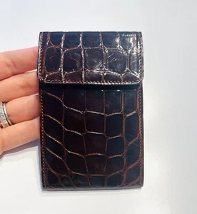 Tardini Brown Alligator Bifold Credit Card Wallet - Picture 1 of 5