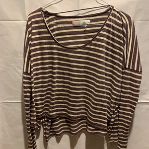Free People Beach Two Body Corps Deux Striped Oversized Crop Top LS One Size - Picture 1 of 5