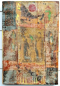 Audrey Lee Abstraktes Originalgemälde signiert Mixed Media chinesischer NY Künstler 8x12 - Bild 1 von 3