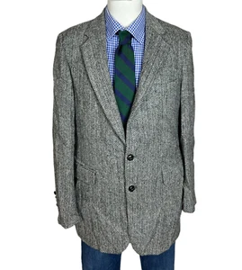 Eagle Clothes X HARRIS TWEED Sport Coat Jacket Gray Herringbone Men's 40R Nice - Picture 1 of 10