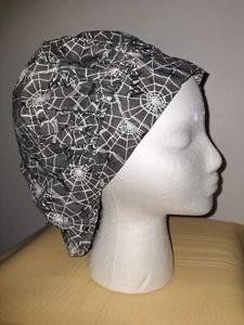 Spiderwebs w/ Spiders & Boo Medical Surgical Bouffant Scrub Hat Large - Picture 1 of 2