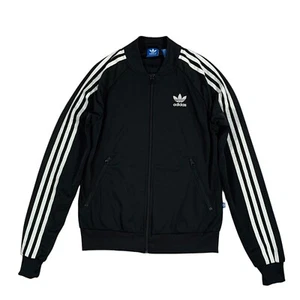 Women’s Adidas Black & White 3 Stripe Full Zip Up Track Jacket Size XS - Picture 1 of 3