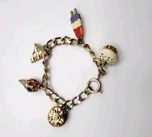 Vintage Charm Bracelet Red White and Blue Patriotic Americana 4th of July - Picture 1 of 23