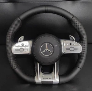 Volant Pour Mercedes Benz W205 W213 W253 W222 W167 Pagaie Cuir AMG (non OEM) - Imagen 1 de 1