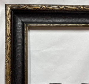 Antica cornice in legno intagliato dorato e dipinto Art Decò anni 20 adatta 20"x16" - Foto 1 di 12