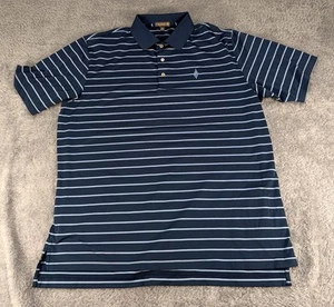 Peter Millar Summer Comfort Golf Shirt Mens XL Blue Stipe - Estancia Club - Picture 1 of 10
