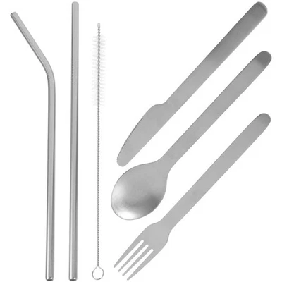  Set Di Utensili Da Cucina Posate Riutilizzabili Portata Acciaio Inossidabile - Immagine 1 di 4