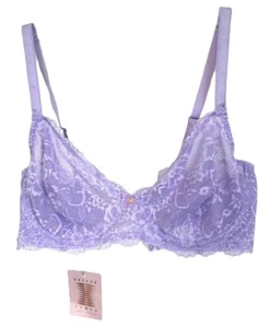Savage X Fenty by Rihanna Women's Floral Lace Unlined Bra, Sheer PURPLE LAVENDER - Picture 1 of 4