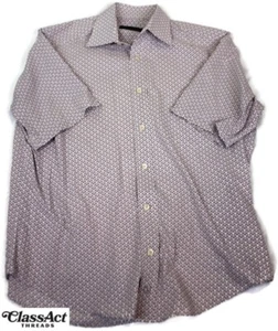 Camisa Bugatchi Para Hombre Marrón Abotonada Geométrica Manga Corta Talla M - Imagen 1 de 8