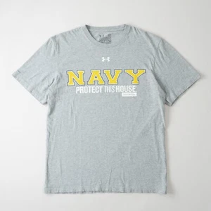 Under Armour geladene Baumwolle marineblau schützen grafische T-Shirt Heatgear grau Herren Größe M - Bild 1 von 14