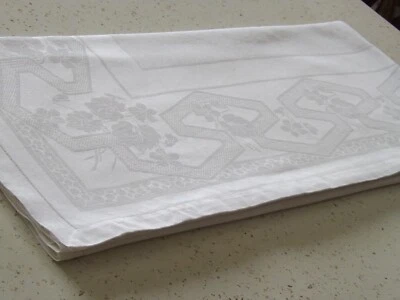 longue nappe, damas de coton, 2.80 m X 1.59 m,  ancienne - Photo 1/4