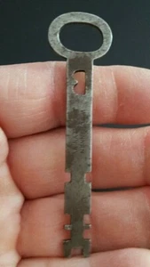 Antique Vintage W BOHANNAN Flat Double Edge PUSH Lock KEY Skeleton Brooklyn NY - Picture 1 of 11