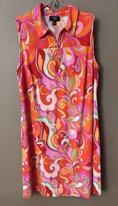 Gorgeous MSK Women's Floral Jersey Front-Zip Sleeveless Dress Plus SZ 2X Ex Cond - Picture 1 of 9