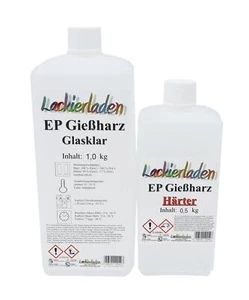 EP Epoxidharz glasklar 1,5 kg inkl. Härter Gießharz Resin Epoxy 1,0 kg + 0,5 kg - Bild 1 von 6