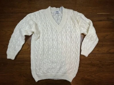 Suéter De Colección Gitano Crema Mezcla Mohair Difuso Cuello en V Gran Tamaño Tejido con Cable Talla M Foto 1 de 4