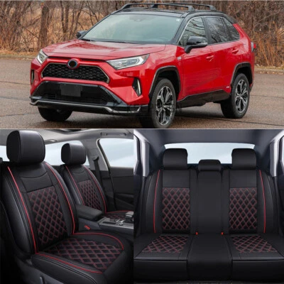 Capa de assento luxo couro 5 lugares frente traseira conjunto almofada para Toyota Rav4 01-19 - Imagem 1 de 4
