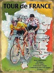 BICICLETAS DE CICLISMO Letreros de Metal Vintage Retro Tour Francia Hombre Arte de Pared Cueva Decoración A5A4 - Imagen 1 de 5