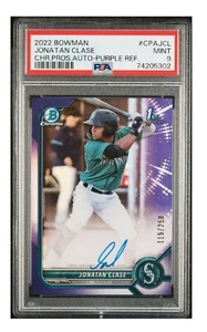 2022 Bowman Chrome Purple Refractors Jonatan Clase 1st Rookie AUTO /250 PSA 9 - Picture 1 of 2