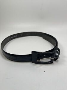 Tarox Women’s Size Small Black Leather Belt Leather Buckle Italy