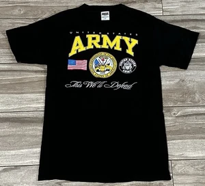 Size L - Vintage 1992 United States Army Black T-Shirt West Point Black Knights - Picture 1 of 6