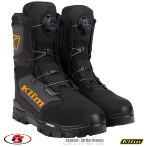 NEW KLIM KLUTCH GTX BOA SNOWMOBILE Gore-tex BOOT Asphalt-Strike Orange - Picture 1 of 4