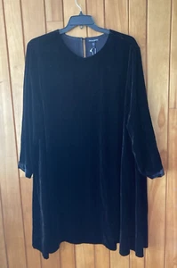 New Eileen Fisher Silk Velvet Crew Neck Dress 3X Plus Black $348 - Picture 1 of 11