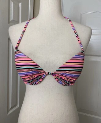 Top de baño bikini para mujer Victoria’s Secret talla 34B rosa multicolor acolchado Foto 1 de 4
