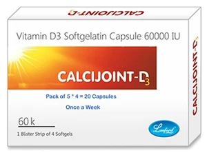 CALCIJOINT Vitamin D3Cholecalciferol 60000 IU Pack of 10 x 4 Capsules Once Week - Picture 1 of 2