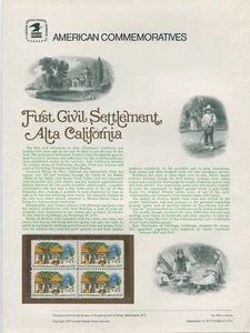 #1725 13c Alta California Settlement Stamp USPS #83 Commemorative Stamp Panel - Picture 1 of 1