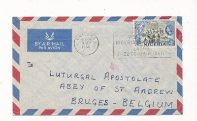 D322120 Nigeria Airmail Cover 1960 Onitsha Bruges Belgium - Image 1 of 2