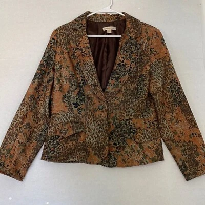 Blazer Coldwater Creek con Bolsillos, Forrado, Estampado Animal Multicolor, 10 Foto 1 de 4