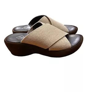 Sandalias para mujer Donald Piner tacón de cuña 5,5 bronceado lino marrón gamuza sin cordones - Imagen 1 de 10