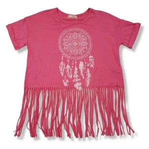 Soprano Top Size XL Dreamcatcher Graphic Print Crop Top Fringe Graphic T-Shirt - Picture 1 of 6