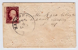 #26A-3 Cents 1857, 68R10L, MANCHESTER NC JUL 4 1859 to S. Newbury NH, double FL - Picture 1 of 2